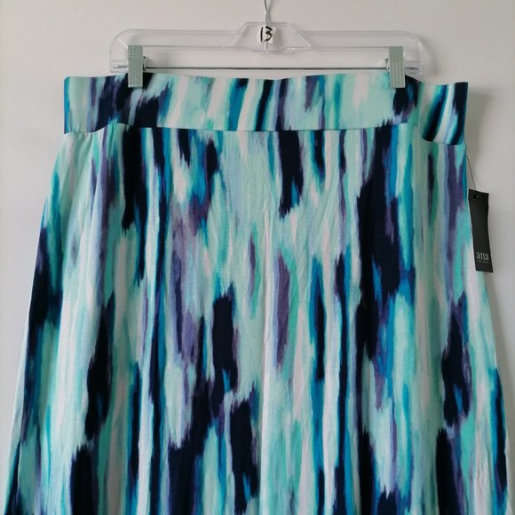 a.n.a. Womens Abstract Cabana Multi Pull On Double Slit Maxi Skirt Size XL - Picture 3 of 6